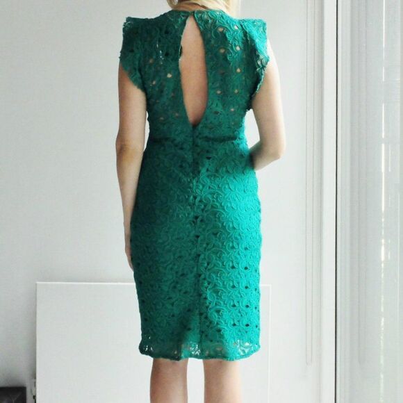 ZARA Guipure Lace Tube Midi Dress Flutter Cap Sleeves // size medium - Picture 11 of 11